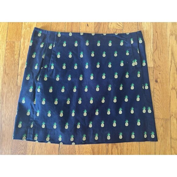J Crew Womens Size 8 Blue Pineapple Print Mini Skirt Pockets - Picture 1 of 3